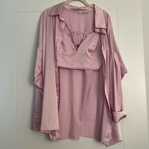 Light Pink Bralette and Long Sleeve Top